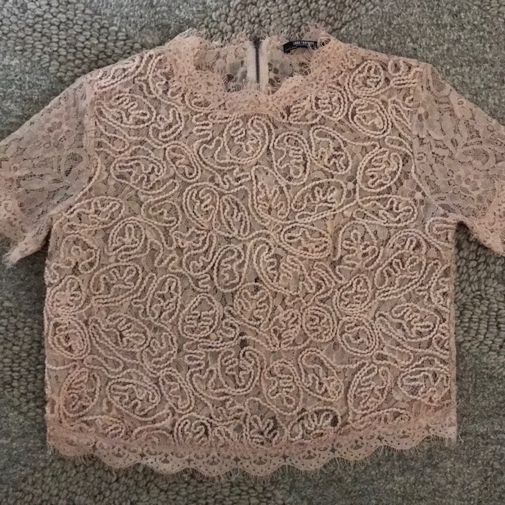 Zara Dusty Pink Lace Top
